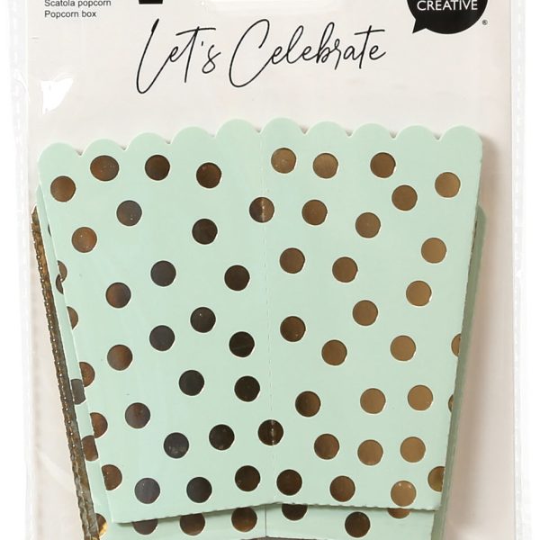 I AM CREATIVE Popcorn Box, mint, gold,10cm 6010.929 6 Stück