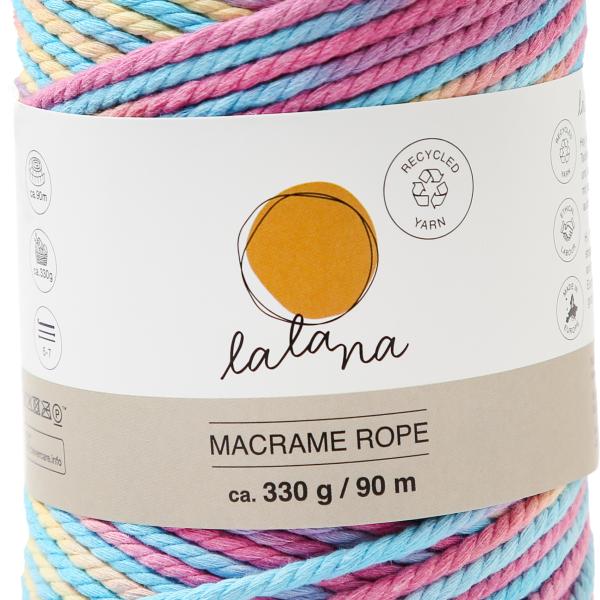 I AM CREATIVE Macrame Rope 6204.97 Rainbow 1, 3mm, 330g