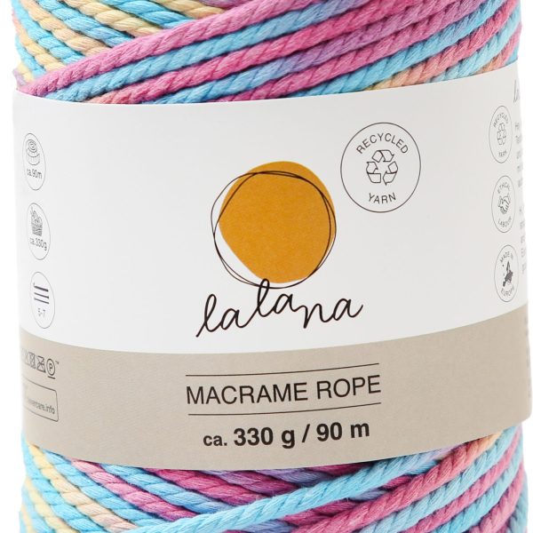 I AM CREATIVE Macrame Rope 6204.97 Rainbow 1, 3mm, 330g