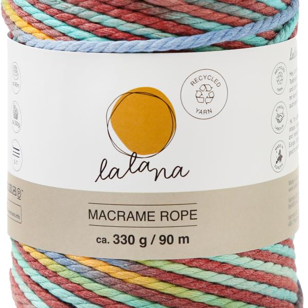 I AM CREATIVE Macrame Rope 6204.98 Rainbow 2, 3mm, 330g