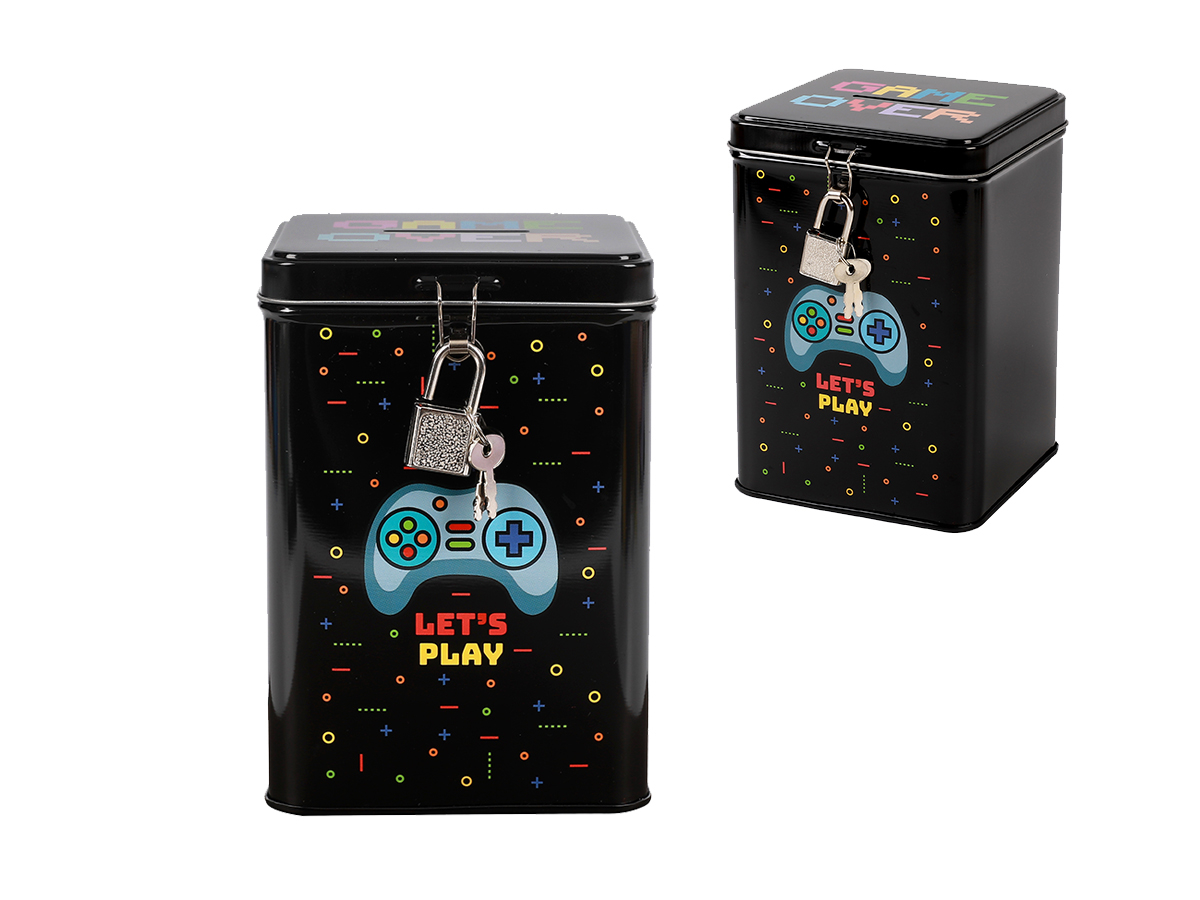 I-TOTAL-XL2292-8057711467839 I-TOTAL Spardose mit Schloss 15x10cm XL2292 Let's play – Hochwertig & günstig bei ShopDeca
