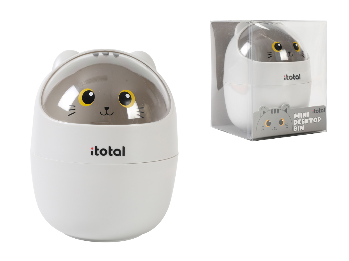 I-TOTAL-XL2701-8059037074760 I-TOTAL Mini-Mülleimer 16x12cm XL2701 Grey Cat – Hochwertig & günstig bei ShopDeca