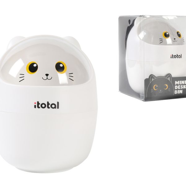 I-TOTAL Mini-Mülleimer 16x12cm XL2702 White Cat
