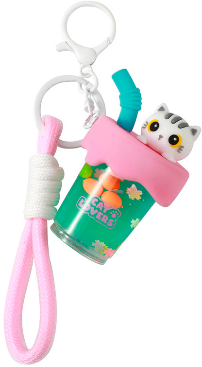 Print I-TOTAL Schlüsselanhänger Bubble Tea XL3078 White Cat – Hochwertig & günstig bei ShopDeca