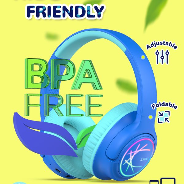 ICLEVER Kids Bluetooth Headphones C10-2083N-21 BTH18, LED, 43h, blue