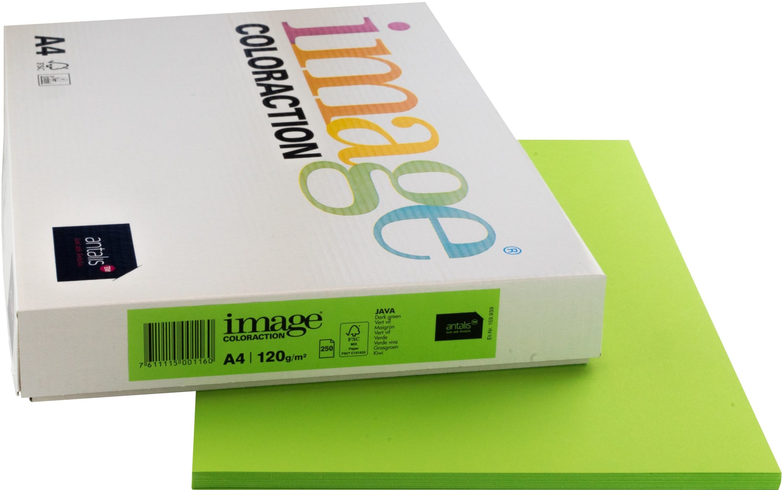 IMAGE-COLORACTION-266695-7611115001160 IMAGE COLORACTION Kopierpapier Java A4 266695 120g, maigrün 250 Blatt – Hochwertig & günstig bei ShopDeca