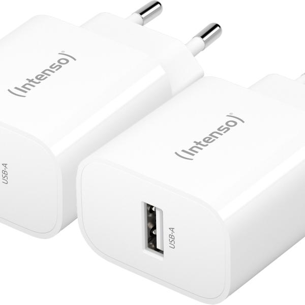 INTENSO Power Adapter W5A Charger 7800522 5W, USB-A, white double pack