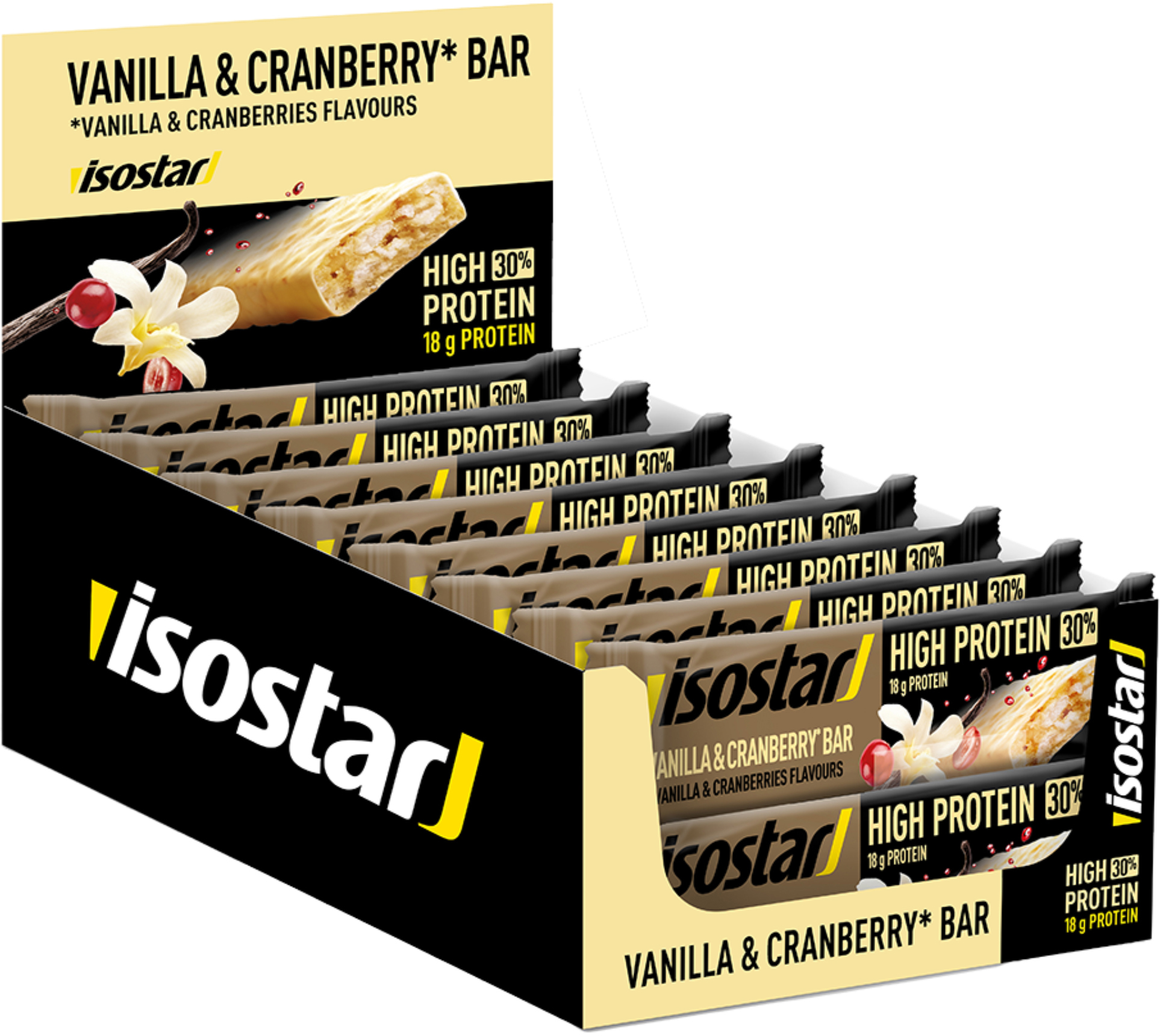 ISOSTAR-402191413-3175681291973 ISOSTAR High Protein VanillaCranberry 402191413 55g, 16 Stk. – Hochwertig & günstig bei ShopDeca