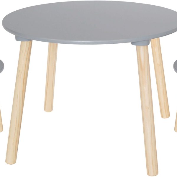 JABADABADO Runder Tisch inkl. 2 Hocker H13221 grau, Höhe 42.5cm, Ø 59cm