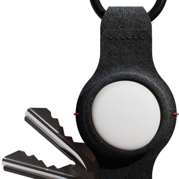 KEYSMART Air Vegan Leather Compact KS040 Key Holder for AirTag, Black