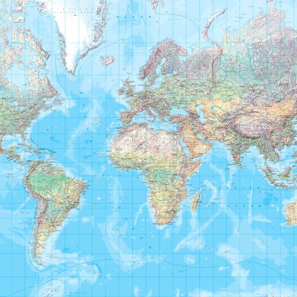 KÜMMERLY+FREY Plano-Weltkarte 202x123cm 325994015 physikalisch 1:20 Mio.