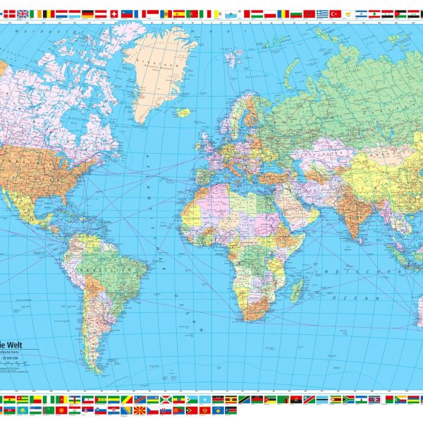 KÜMMERLY+FREY Plano-Weltkarte 87,5x51cm 325994033 politisch 1:50 Mio.