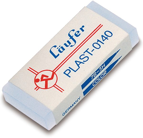 LÄUFER Plast-Radierer 46x20x9mm 01400 mit Kartonmanschette