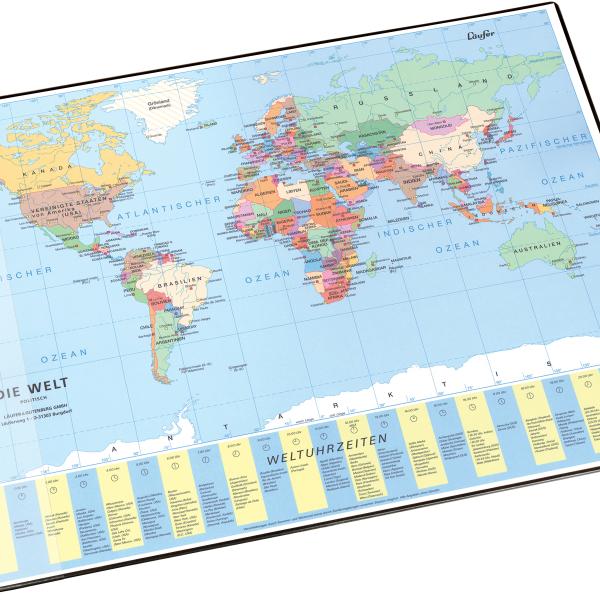 LÄUFER Schreibunterlage 53x40cm 45351 Weltkarte politisch