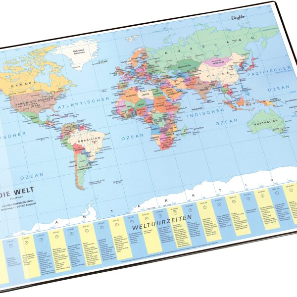LÄUFER Schreibunterlage 53x40cm 45351 Weltkarte politisch