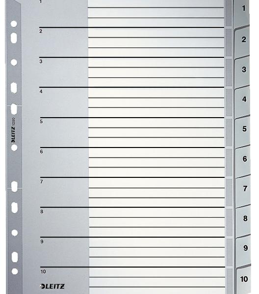 LEITZ Register PP A4+ 12800000 grau 1-10