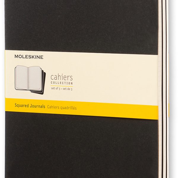 MOLESKINE Notizheft Cahier XL 25x19cm 705021 kariert, schwarz 3 Stück