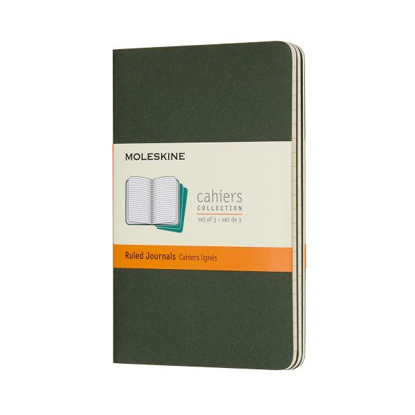 MOLESKINE Cahier P/A6, 3x, Liniert 855211 Myrtengrün 3 Stück