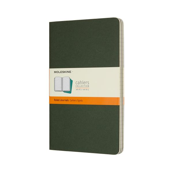 MOLESKINE Cahier L/A5, 3x, Liniert 855273 Myrtengrün 3 Stück