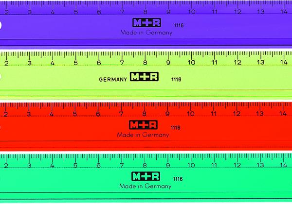 M+R Flachlineal 16cm 711160150 farbig ass.