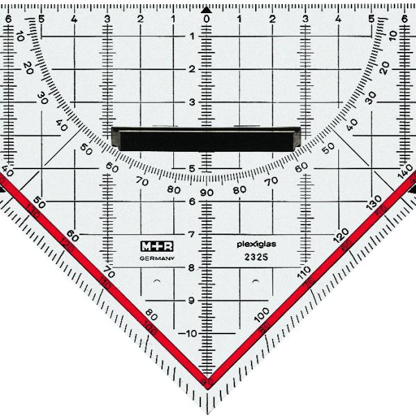 M+R Geometriedreieck 22cm 723250100 abnehmbarer Griff, rot
