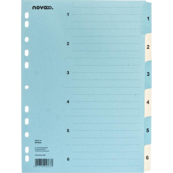 NOVOOO Kartonregister A4 40543 blau/beige 1-6