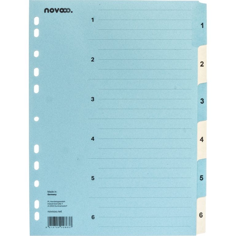 NOVOOO Kartonregister A4 40543 blau/beige 1-6