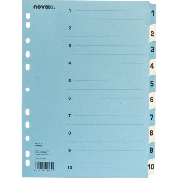 NOVOOO Kartonregister A4 40545 blau/beige 1-10