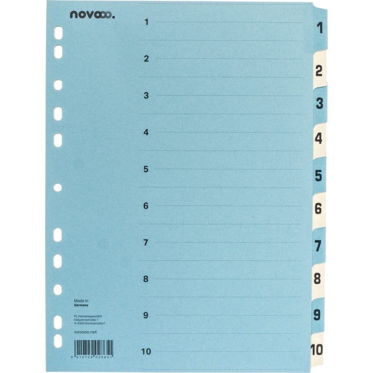 NOVOOO Kartonregister A4 40545 blau/beige 1-10