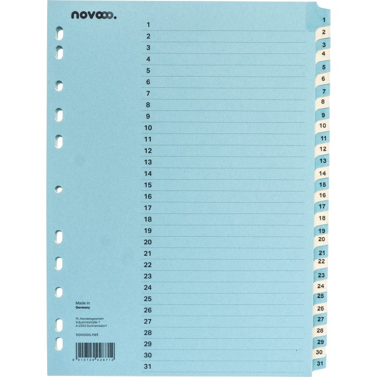 NOVOOO Kartonregister A4 40553 blau/beige 1-31