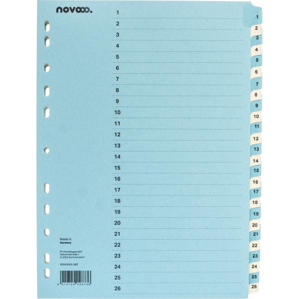 NOVOOO Kartonregister A4 40554 blau/beige 1-52