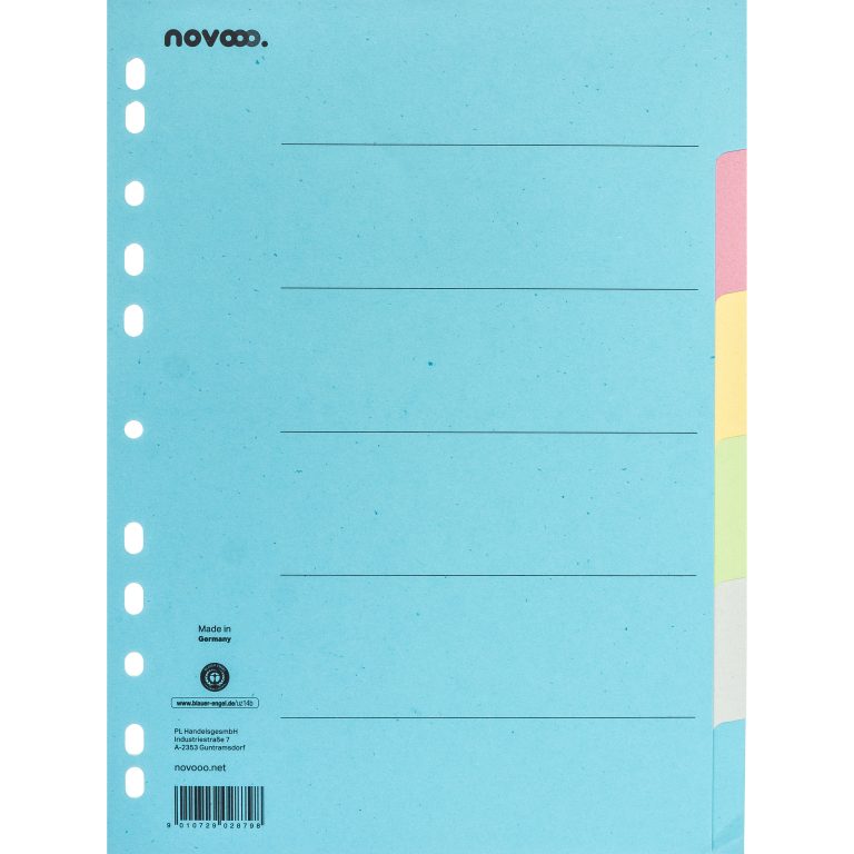 NOVOOO Kartonregister A4 40577 bunt 6-teilig