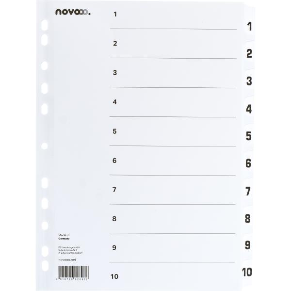 NOVOOO Kartonregister A4 40621 weiss 1-10