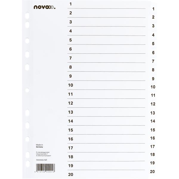NOVOOO Kartonregister A4 40623 weiss 1-20