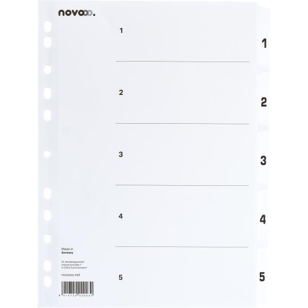 NOVOOO Kartonregister A4 40624 weiss 1-5