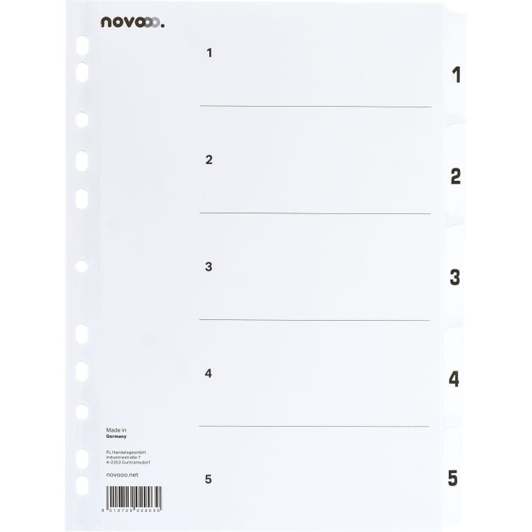 NOVOOO Kartonregister A4 40624 weiss 1-5