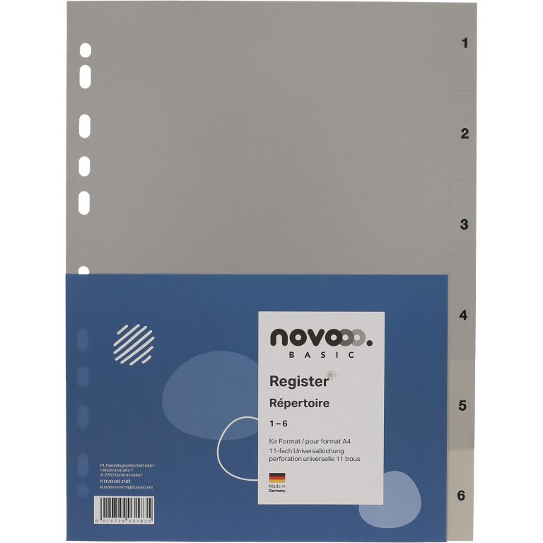 NOVOOO Register PP A4 40933 grau 1-6