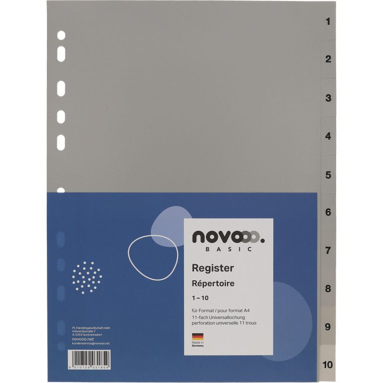 NOVOOO Register PP A4 40935 grau 1-10