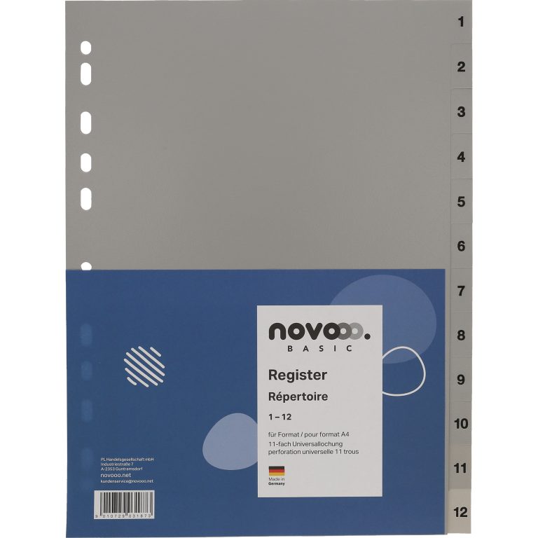 NOVOOO Register PP A4 40937 grau 1-12