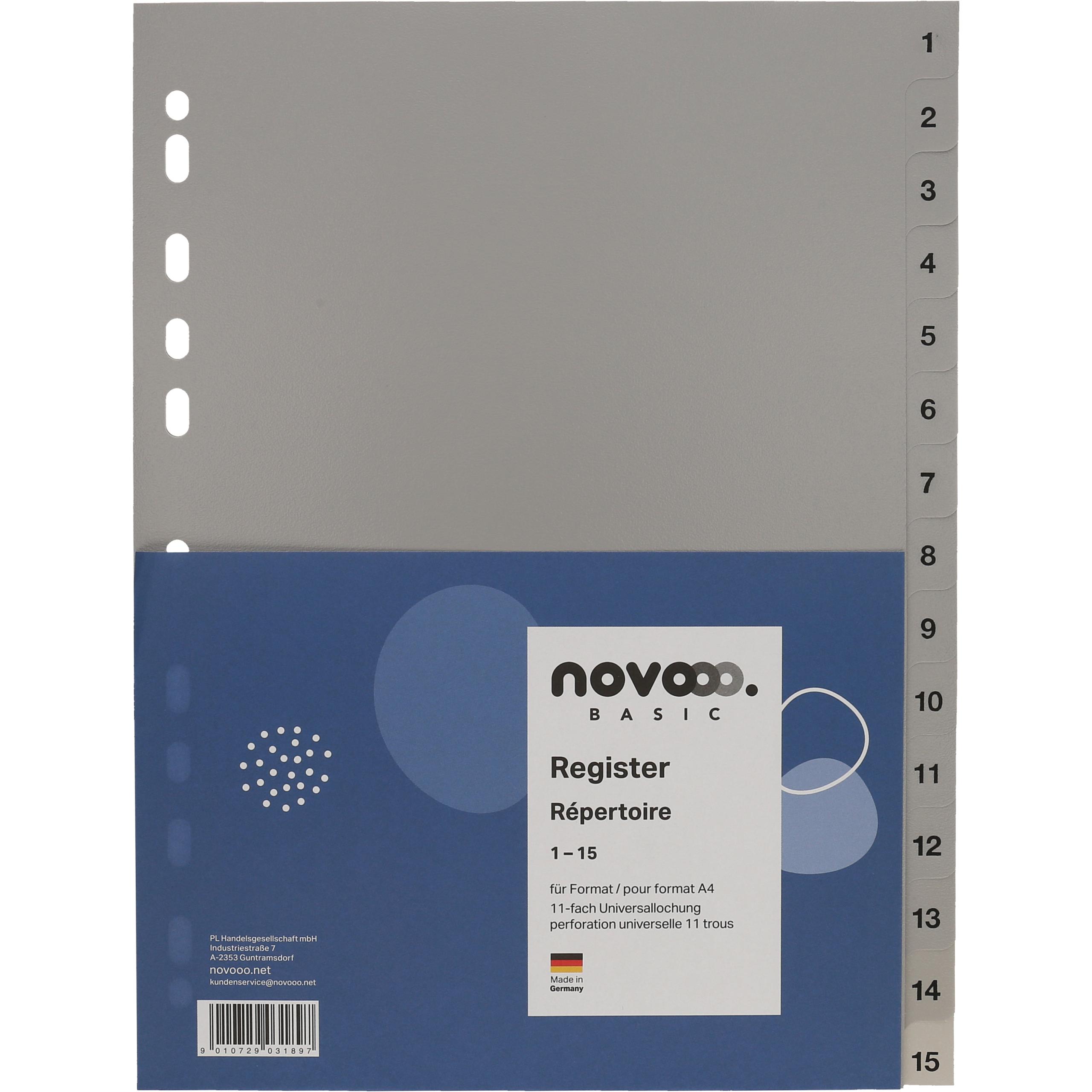 NOVOOO-40939-9010729031897 NOVOOO Register PP A4 40939 grau 1-15 – Hochwertig & günstig bei ShopDeca