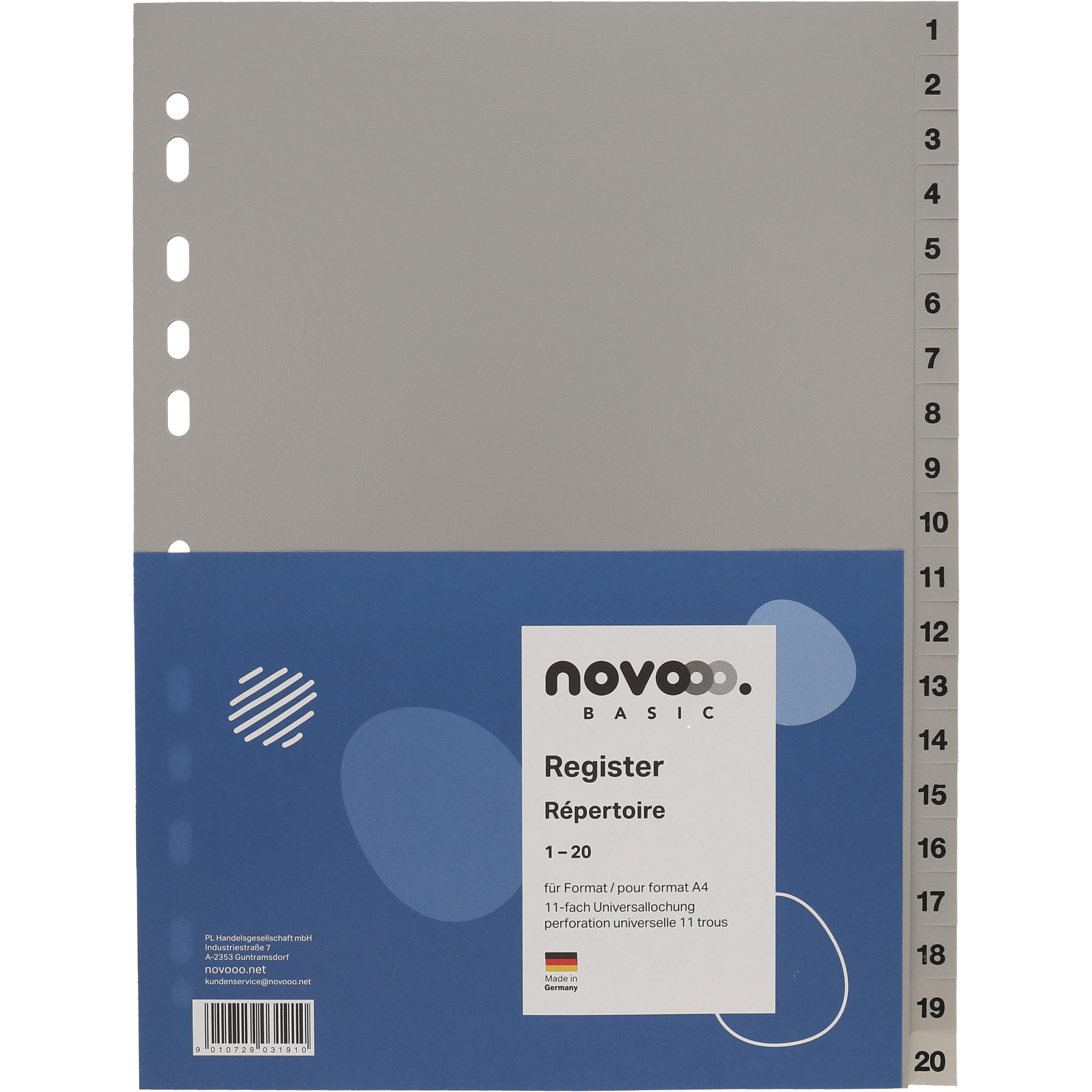 NOVOOO-40941-9010729031910 NOVOOO Register PP A4 40941 grau 1-20 – Hochwertig & günstig bei ShopDeca