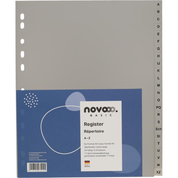 NOVOOO Register PP A4+ 40961 grau A-Z 24-teilig