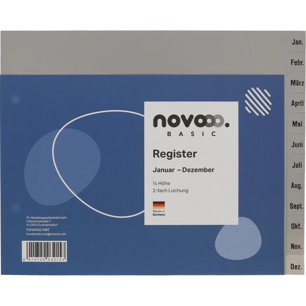 NOVOOO Register PP 1/2 Höhe 40966 grau Jan-Dez DE