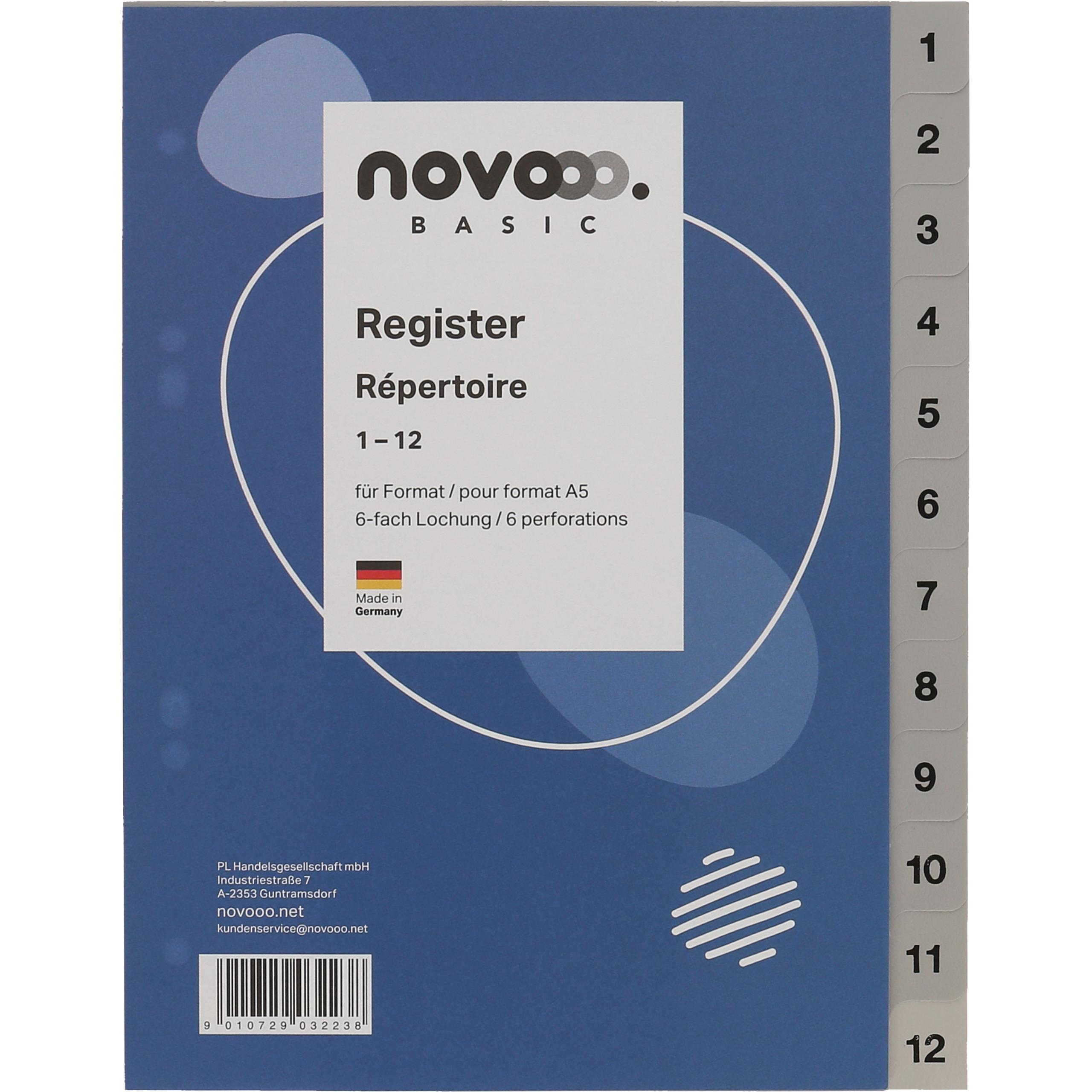 NOVOOO-40977-9010729032238 NOVOOO Register PP A5 40977 grau 1-12 – Hochwertig & günstig bei ShopDeca