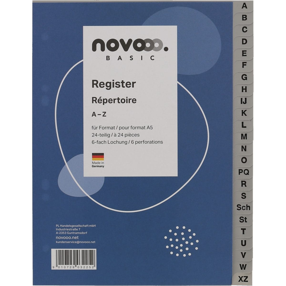 NOVOOO-40978-9010729032252 NOVOOO Register PP A5 40978 grau A-Z 24tlg. – Hochwertig & günstig bei ShopDeca
