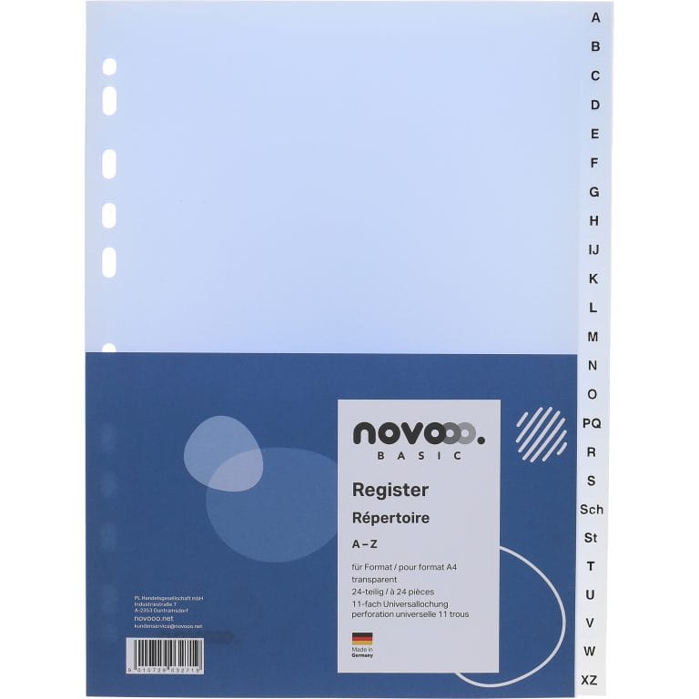 NOVOOO Register PP A4 41007 transparent A-Z 24tlg.