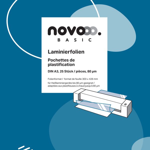NOVOOO Laminierfolie A3 47090000 glanz, 80my 25 Stück