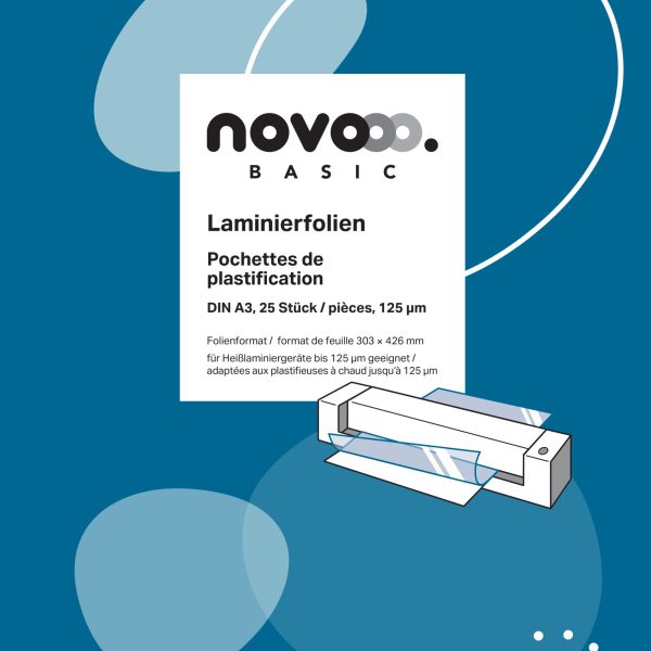 NOVOOO Laminierfolie A3 47110000 glanz, 125my 25 Stück
