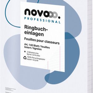NOVOOO Ringbucheinlagen recycling A4 535027010 liniert 9mm, o/Rand 140 Blatt
