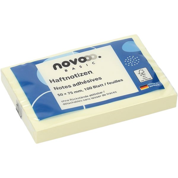 NOVOOO Haftnotizen 50x75mm 5656-01 gelb 100 Blatt